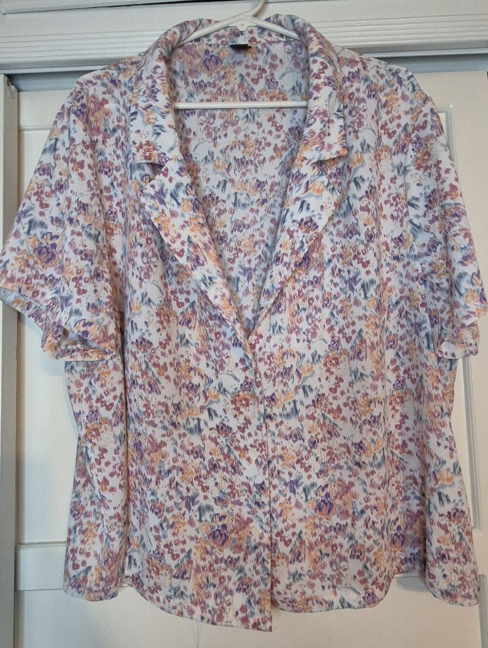 Shein Floral Button-Front Short Sleeve Top - Multicolor